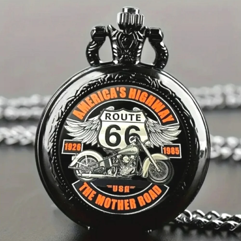 NEW Route 66 Men's Stainless Steel Pocket Watch Motorcycle